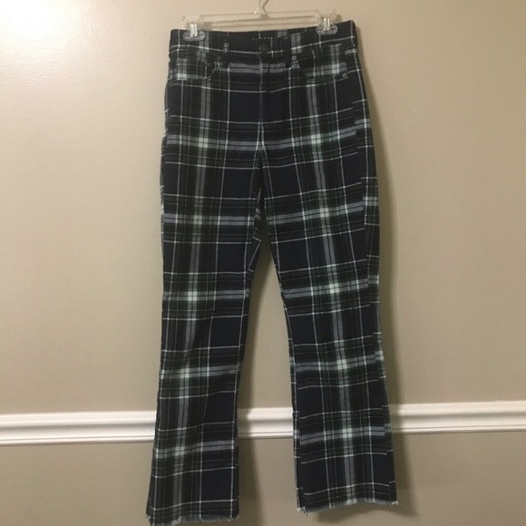American Eagle Plaid Corduroy Flare Pants - Picture 2 of 5